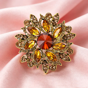 Broche rétro audacieuse et tendance de style européen et américain, avec accents de cristaux multicolores éblouissants, en alliage, accessoire de mariage et de vêtement d'extérieur unisexe - Product Image 3
