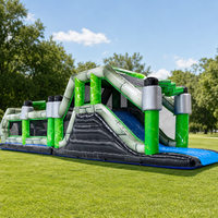 Parcours d'obstacles gonflable commercial OEM extrême pour enfants et adultes, location pour fêtes en extérieur, mur d'escalade et toboggan