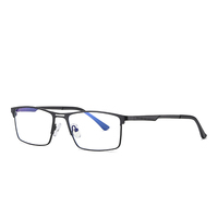 Gafas de Sol Rectangulares Pequeñas con Armazón de Titanio Metálico Anti-Luz Azul de Alta Calidad para Hombre, para Trabajar con Ordenador