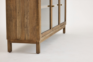 Vetrine in Vetro Moderne e Minimaliste Personalizzate, Quadrate in Legno di <span class=keywords><strong>Olmo</strong></span> Grigio Fumé, Adatte per Soggiorni - Product Image 4