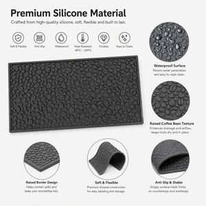 Tapis de service antidérapant et résistant à la chaleur, motif grains de café, en silicone épais pour station à expresso - Product Image 4