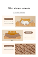 Grande griffoire pour chat en carton, type chaise longue et canapé ondulé, lit réversible avec panneaux latéraux en forme de tête de chat mignonne