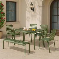 Tables et chaises de jardin décontractées minimalistes pour l'extérieur, ensemble table et chaises colorées en fer forgé pour café en plein air