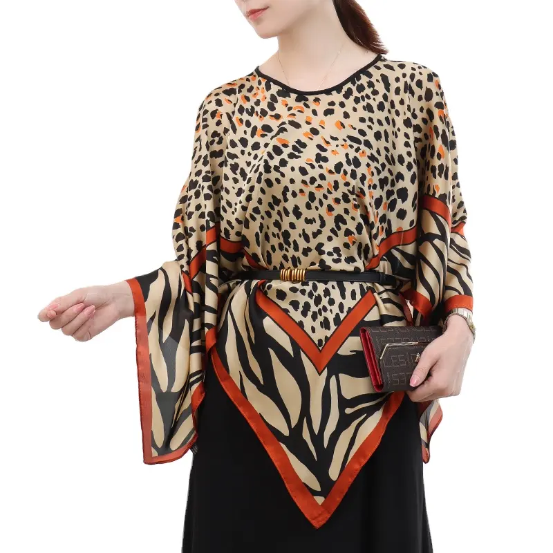New Custom Ladies Fashion 110cm Casual Silk Pullovers Beach Cover Ups Shawls