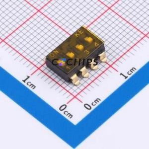 HX 2.54-4P TPPT DIP Switch SMD Switch Flat Toggle, Groove Type Single Pole Single Throw 4 Gull Wing Type - Product Image 1