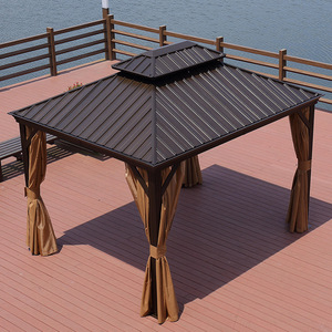 Gazebo Moderno Minimalista da Esterno, Padiglione Parasole per Cortile, Tenda da Giardino in Lega di <span class=keywords><strong>Alluminio</strong></span>, Gazebo a Quattro Lati, Piccola <span class=keywords><strong>Casetta</strong></span> in Legno - Product Image 2