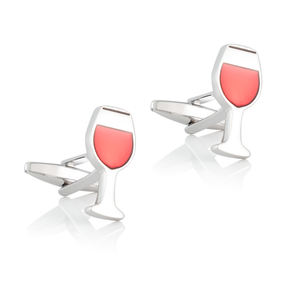 Commercio all'ingrosso di moda di alta qualità combinazione epossidica smalto bottiglia di vino rosso calice gemelli gioielli - Product Image 3