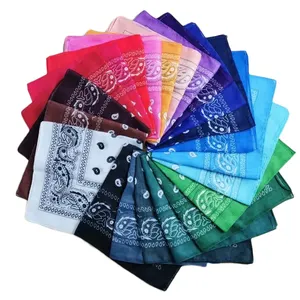 Cheap Promotion Multifunction Colourful Custom 100% Cotton Square Fabric Customized Printed Headwear Classic Paisley Bandana