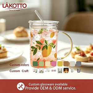 Tazza in Vetro Borosilicato LAKOTTO 900ml con Coperchio e Cannuccia, Soffiata a Macchina, Stampa Decalcomania, Resistente al Calore, con Manico - Product Image 3