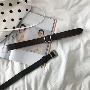 Cinturón Ancho Unisex <span class=keywords><strong>con</strong></span> Hebilla Cuadrada <span class=keywords><strong>de</strong></span> Aleación <span class=keywords><strong>de</strong></span> PU en Forma Cóncava, 2.8 cm, Versátil, Chic, Estilo Coreano, para Estudiantes, Negro, Combina <span class=keywords><strong>con</strong></span> Todo - Product Image 4