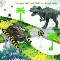 En stock : Ensemble de jeu de construction DIY pour enfants avec piste pour créer un circuit de course de dinosaures flexible