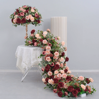 Chemin de table en fleurs de soie de luxe personnalisé, centre de table floral romantique écologique pour la décoration de table à manger, décorations de mariage