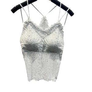 Nuevo Top Irregular <span class=keywords><strong>de</strong></span> Lujo Ligero para Mujer con Encaje, Espalda Hermosa, Tirantes Finos, Acolchado y Estilo Sexy Desenfadado - Product Image 5
