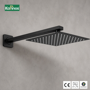 Pommeau de douche carré noir mat avec bras, haute pression, cascade, en acier inoxydable, pour remplacement de robinet de salle de bain - Product Image 1