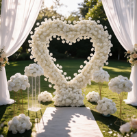Arche de fleurs artificielle en soie, réaliste et hautement simulée, en forme de petit cœur rouge, pour décoration de mariage, de demande en mariage et de fête de la Saint-Valentin