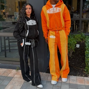Custom Hoodies <b>Set</b> Oversized Cut and <b>Sew</b> Stitch Straight Leg Baggy Sweatpants and Hoodie <b>Set</b> Tracksuit Sweatsuits Manufacturer - Product Image 2