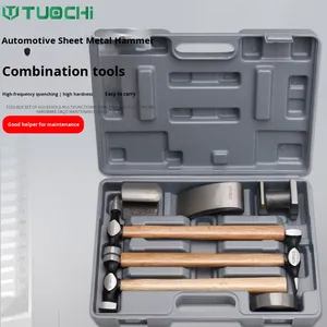 Ensemble de marteaux pour carrosserie, outils de carrosserie, bloc de façonnage, outil de réparation de bosses en tôle, outil de carrosserie à tête plate avec poignée - Product Image 1