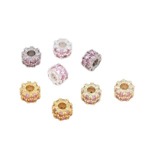 14k gold/<b>silver</b> plated micro-painted double-row double-layer zircon barrel <b>beads</b> with large holes, DIY bracelet, necklace, - Product Image 5