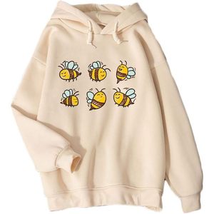 FOXA Cute <b>Bee</b> Hoodie Women's Fleece Sweatshirt Casual Graphic Pullover Animal Pattern Top - Product Image 1