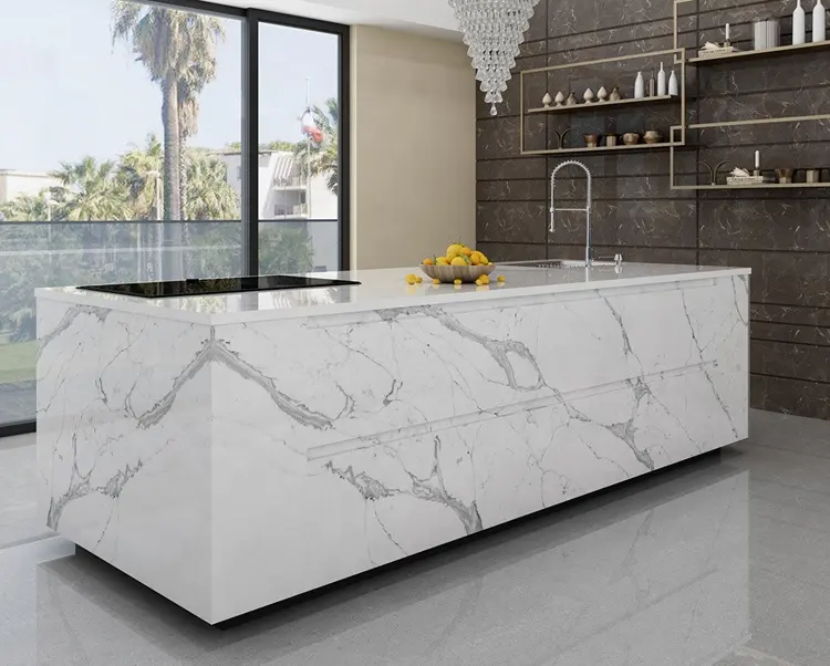 Hoge Kwaliteit Calacatta Wit Quartz Stone Slab Kunstmatige Stenen Voor Keuken Counter Top