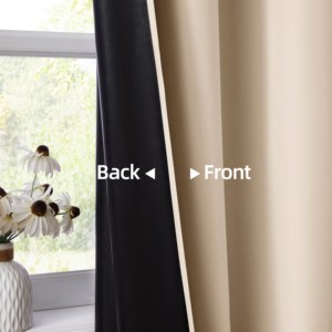 Cortinas de Ventana Ligeras de Poliéster Recubierto de 90 g/m², Ahorro de Energía, Aislamiento Térmico, Juego de 2 Piezas, Cortina 100% Opaca - Product Image 3