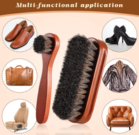 2 Pcs Kit de brosses pour chaussures en crin de cheval, applicateurs pour le nettoyage des chaussures en cuir, brosses pour l'entretien des bottes et du daim.