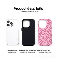Coques de téléphone portable 2-en-1 anti-chute à aspiration magnétique en TPU+PC avec transfert thermique imprimé léopard rose pour 17 Pro Max
