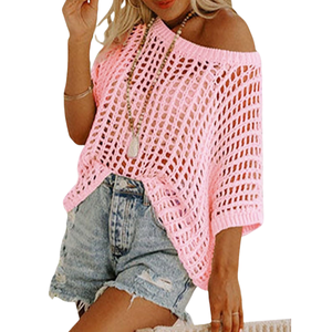 Maglione Lavorato a <span class=keywords><strong>Maglia</strong></span> da <span class=keywords><strong>Donna</strong></span> Personalizzato con Logo Frontale, Casual, Nuovo, Manica Lunga, Estivo, Sexy, Traforato, da Spiaggia - Product Image 2