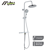 Colonne de douche classique en acier inoxydable chromé, réglable, 2 fonctions, jet de pluie et pulvérisation, avec contrôle thermostatique