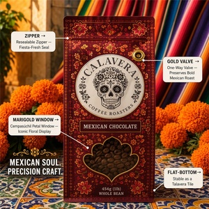 Bolsa con Cierre Hermético <span class=keywords><strong>de</strong></span> Nuevo Diseño, Bolsa para Café Mexicano Marigold Window Matte Navy <span class=keywords><strong>Gold</strong></span> para la Marca Heritage OEM 250g 454g 1kg - Product Image 5