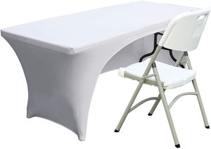 Spandex mở trở lại bảng Bìa 8 ft. được trang bị polyester căng Spandex tablecover bảng toppers Đen - Product Image 3