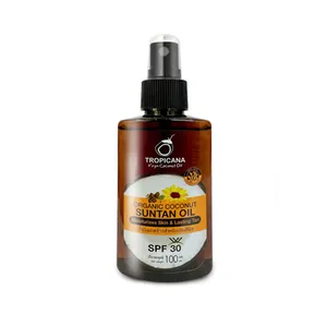 Tropicana aceite de bronceado de coco orgánico para nutrir la piel protege la piel de las quemaduras solares 100% producto libre de aceite mineral de TH