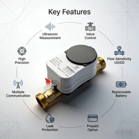 Compteur d'eau intelligent à commande de vanne Dn15 -25 LoRaWAN 4G NB-IOT, débitmètre numérique électronique industriel à ultrasons pour liquides