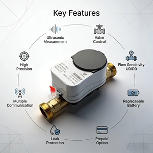 Medidor de Flujo Ultrasónico Digital Industrial Electrónico Inteligente para Agua con Control de Válvula Dn15 -25 LoRaWAN 4G NB-IOT - Product Image 2