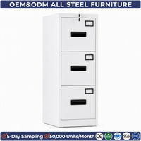 Armoire de classement métallique verticale à 3 tiroirs, verrouillable, en acier, avec porte-étiquettes, glissières silencieuses pour le rangement de documents de bureau