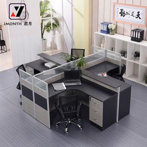 wooden office workstation L shape partition table for staff