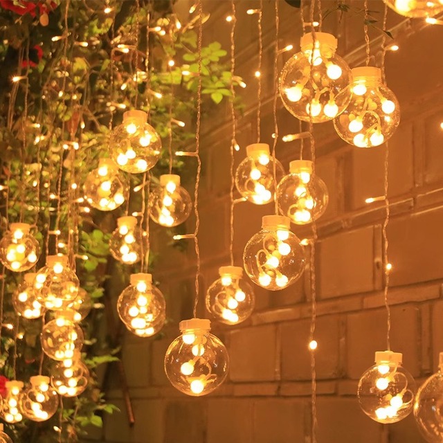 Outdoor Solar LED Wishing Lanterns Landscape Ball-Shaped Christmas Decorations Wall String Lights Fence Lights Garden Glass Lamp