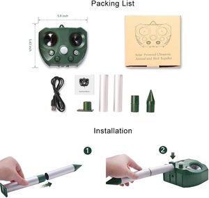 Répulsif à ultrasons pour oiseaux, capteur infrarouge extérieur, répulsif solaire à ultrasons pour animaux - Product Image 5