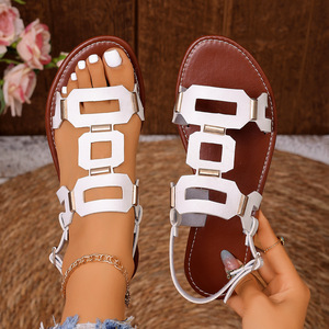 Sandalias Planas de Verano para Mujer, Estilo Japonés, con Parte Superior de PU, Suela de Goma, Decoración de Hebilla y Cierre de Correa - Product Image 2