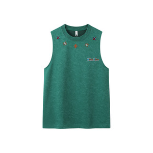 Camiseta sin mangas vintage para hombre, con bordado, estilo casual, holgada, de algodón, para uso diario y streetwear - Product Image 4