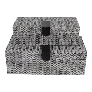 Rectangular Snakeskin Decorative Box with Lid for Jewelry Storage Home Decor Modern Keepsake Box Set Gray Woven Design - Product Image 2