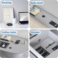 Prise de courant encastrée pour bureau, avec trou rond pour câbles, norme américaine, multiprise dissimulée avec ports USB pour la maison et le bureau