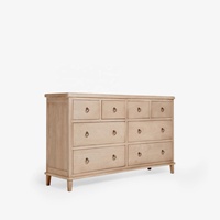 Buffet moderne personnalisé en bois massif naturel avec 8 tiroirs, commode laquée en MDF, design plat en bois massif, armoire d'entrée