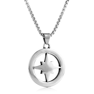 <b>Titanium</b> Steel Cross Pendant Necklace Silver Hollow Geometric Design Men's Everyday Wear 24cm Chain - Product Image 3