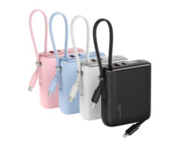 Batterie externe semi-solide 10000 mAh ultra-mince avec charge rapide PD 22,5 W, câble USB-C intégré, chargeur portable, vente en gros OEM, logo personnalisé