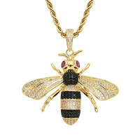 Collier pendentif abeille BES Iced Out 5A CZ en laiton micro-pavé de zircon cubique, bijoux hip-hop pour hommes, prêt à être expédié, en stock