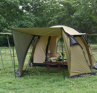 Tente tunnel de glamping familiale quatre saisons avec tissu polyester imperméable de plus de 3000 mm, 2 couches