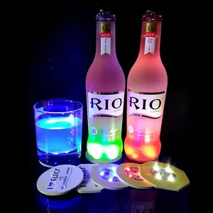 Posavasos luminoso para botella, pegatina LED de EVA de 6cm, impermeable y parpadeante