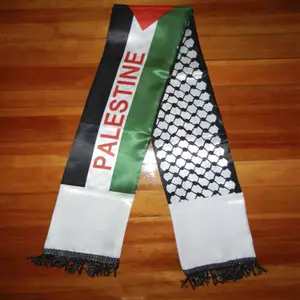 Johnin Promosi Pabrik Cetakan Sublimasi 100% Poliester Satin Bendera Palestina Syal