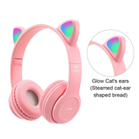 Nouveaux écouteurs sans fil Bluetooth, casque de jeu avec oreilles de chat, casque lumineux, casques sportifs mignons pour filles et garçons, cadeaux